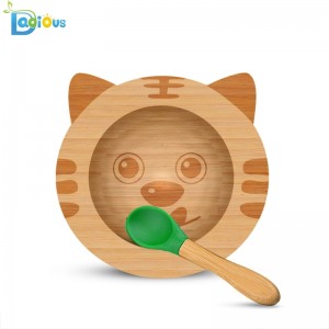 Piastra di aspirazione di bambù a prova di fuoriuscita del silicone del piatto del bambino di alimentazione di bambù ecologica del bambino